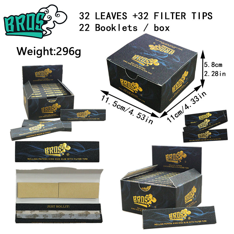 كتيب ورق لف BROS 32L+32T - 22 كتيبًا/صندوق عرض، ختم ذهبي ساخن